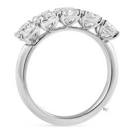 5 Stone Cushion Cut Lab Diamond Anniversary Ring, 2.50 CTW Floating Prong Wedding Band, 14K Gold