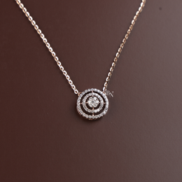 1 CTW Lab Grown Diamond Necklace, Round Double Halo Circle Pendant, Rose Gold