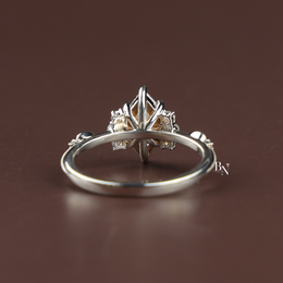 1.1ct Marquise Lab Grown Diamond Engagement Ring, Vintage Inspired Cluster Ring, Milgrain Diamond Ring