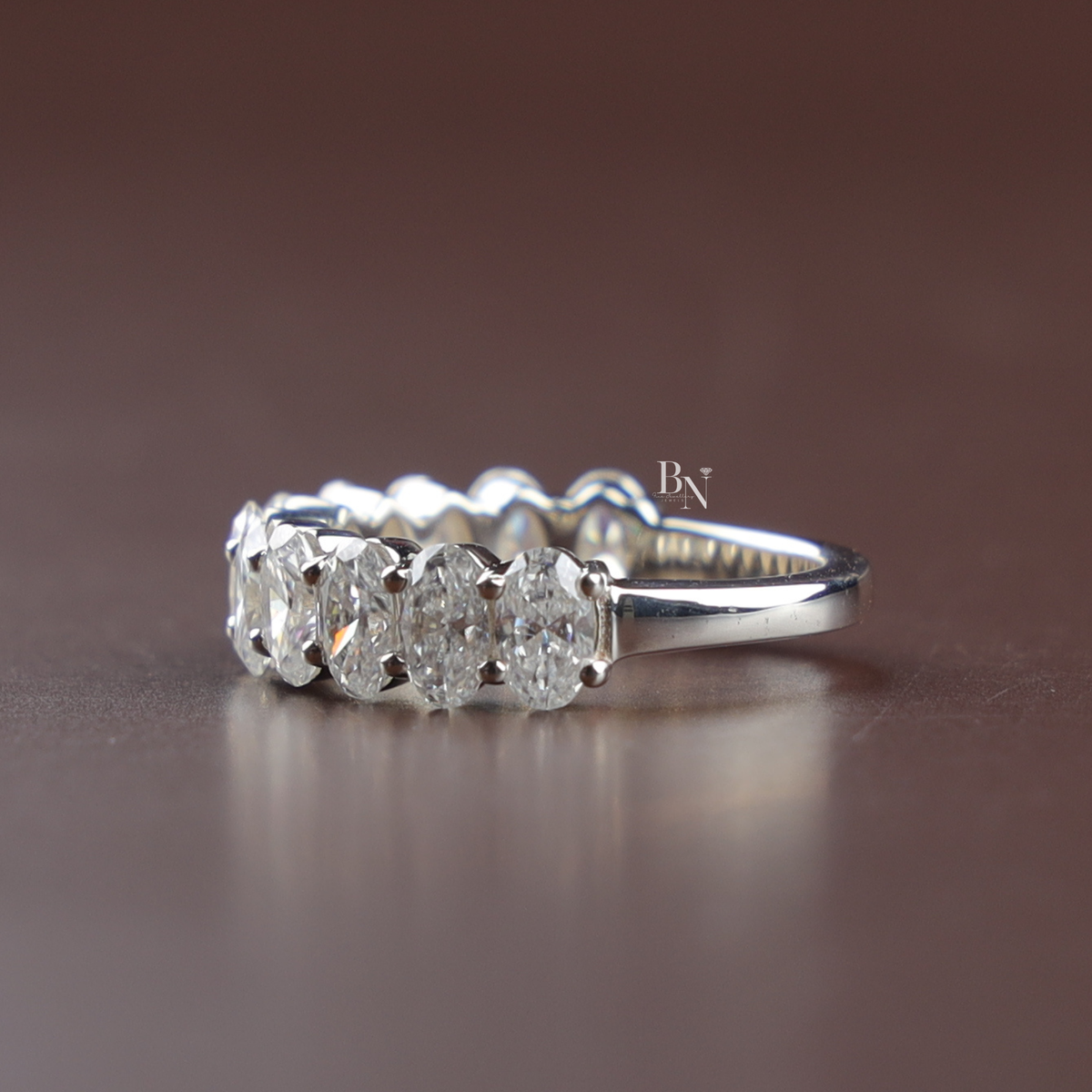 2.3ct Oval Lab Grown Diamond Band, Shared Prong Half Eternity Ring, Lab Created Anniversary Band