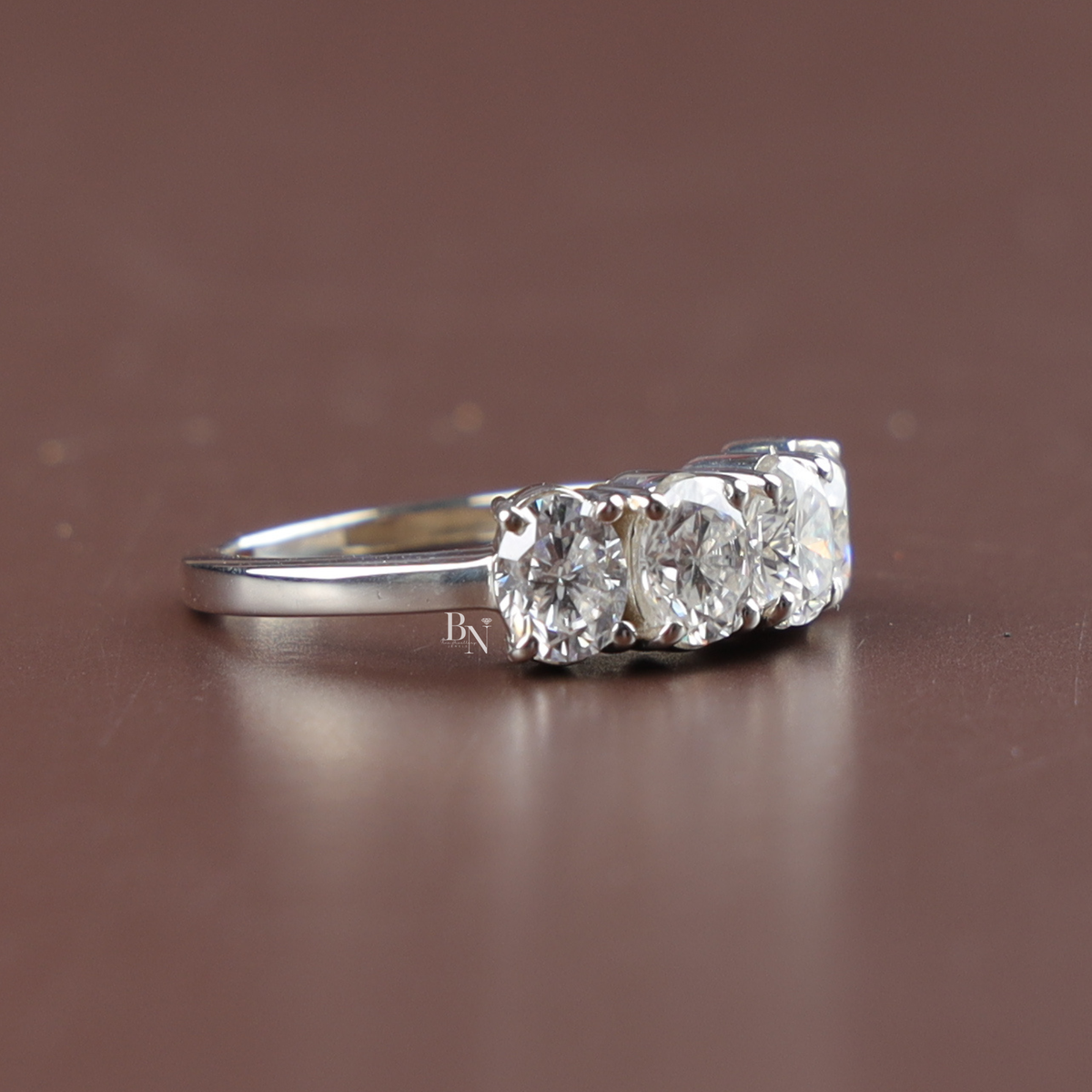 1.40ct Oval Lab Grown Diamond Band, 4 Stone Half Eternity Wedding Ring, Four Stone Anniversary Ring