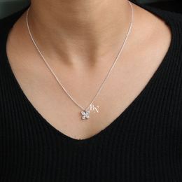 Lab Grown Diamond Butterfly Necklace, Marquise and Pear Cut Pendant, White Gold Tone Fine Jewelry
