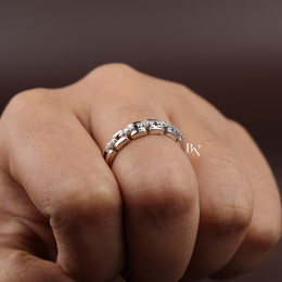 Lab Grown Diamond Unisex Band, Geometric Link Wedding Ring,0.25 ctw