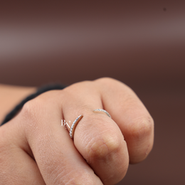 Open Lab-Grown Diamond Ring, Minimalist Stacking Gap Band, Delicate Pavé Diamond Ring