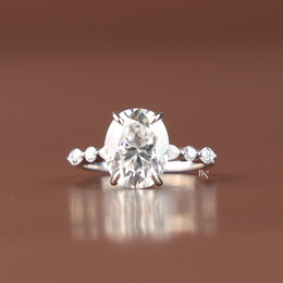 1 CTW Oval Lab Grown Diamond Bridal Set, Alternating Marquise and Round Band Engagement Ring