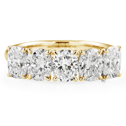 5 Stone Cushion Cut Lab Diamond Anniversary Ring, 2.50 CTW Floating Prong Wedding Band, 14K Gold