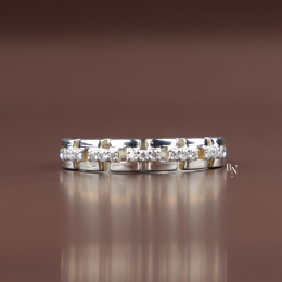 Lab Grown Diamond Unisex Band, Geometric Link Wedding Ring,0.25 ctw