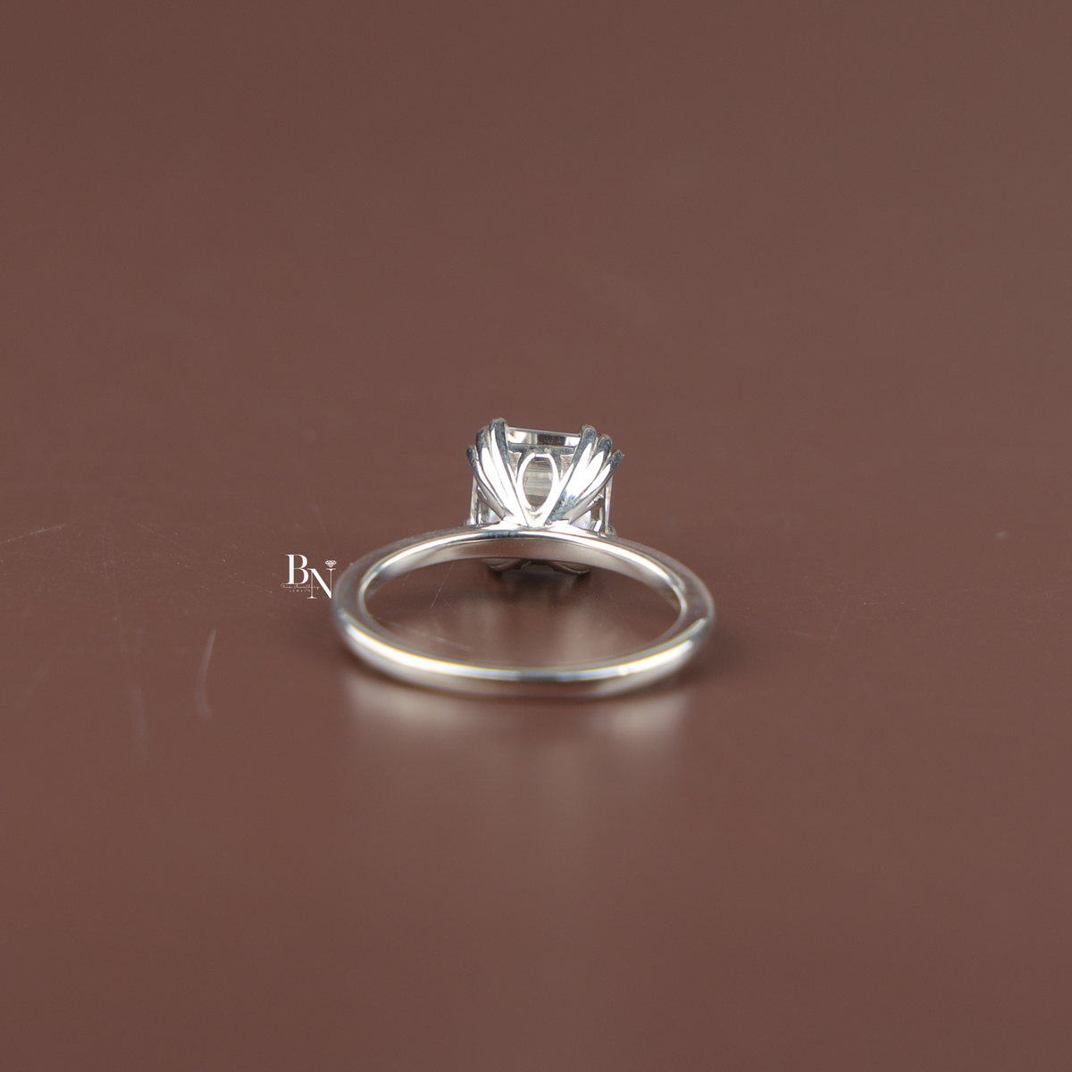 2ct Asscher Cut Engagement Ring, Lab Grown Diamond Solitaire, Tulip Basket Setting, Double Claw Prong