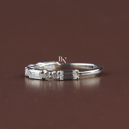 1 ctw Baguette Round Diamond Band, Lab Grown Diamond Wedding Band, Alternating Eternity Ring