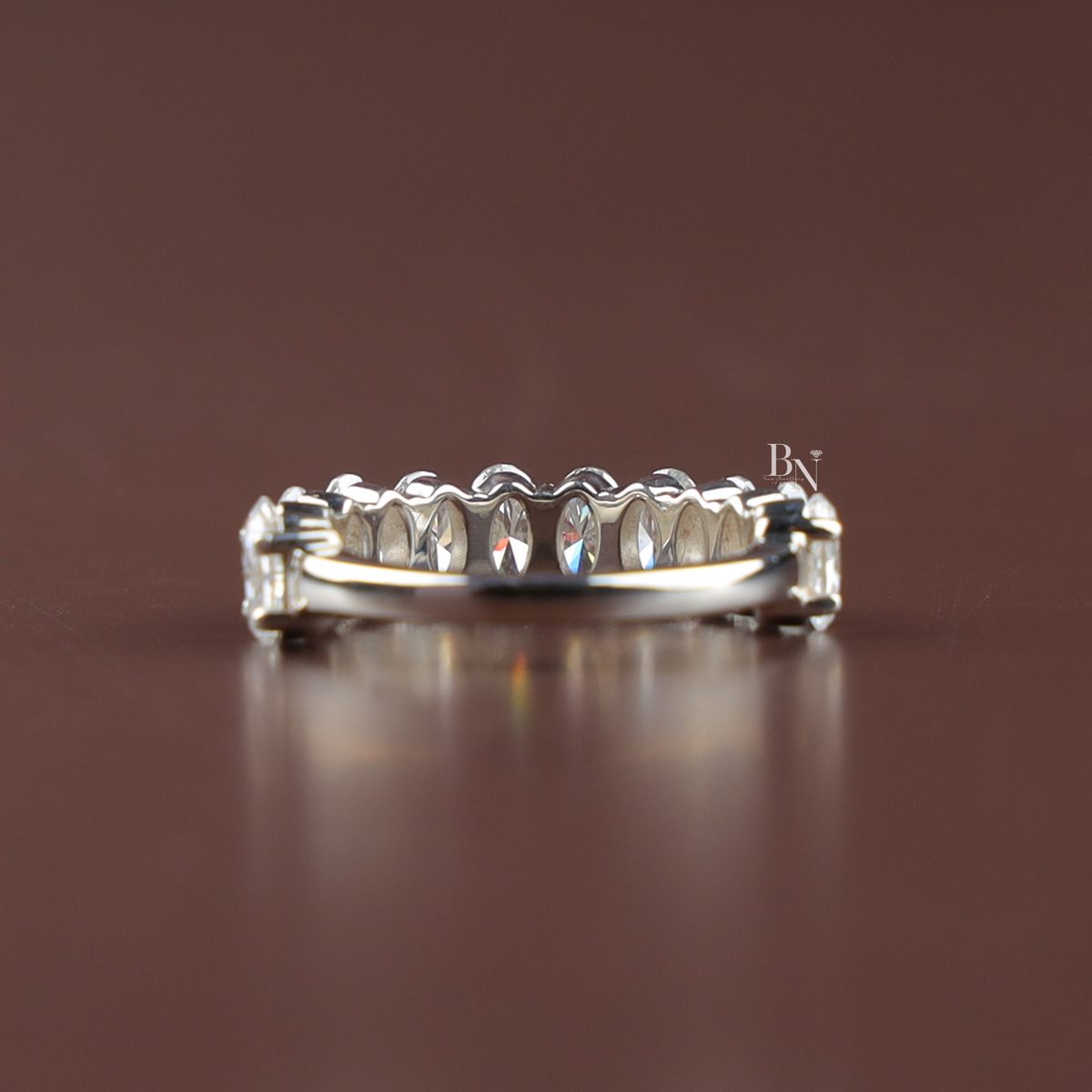 2.3ct Oval Lab Grown Diamond Band, Shared Prong Half Eternity Ring, Lab Created Anniversary Band