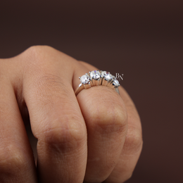 1.40ct Oval Lab Grown Diamond Band, 4 Stone Half Eternity Wedding Ring, Four Stone Anniversary Ring
