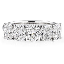5 Stone Cushion Cut Lab Diamond Anniversary Ring, 2.50 CTW Floating Prong Wedding Band, 14K Gold