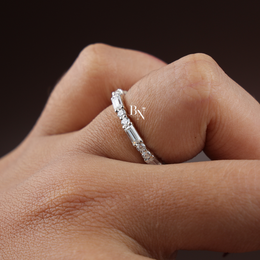 1 ctw Baguette Round Diamond Band, Lab Grown Diamond Wedding Band, Alternating Eternity Ring