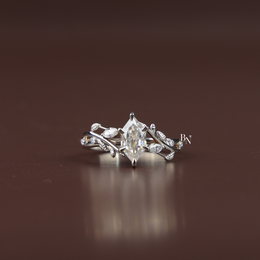 1 Carat Dutch Marquise Lab Grown Diamond Ring, Nature Inspired Vine Engagement Ring