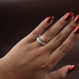 1.2 CTW Oval Lab Grown Diamond Bezel Wedding Band, 7 Stone Half Eternity Ring in Gold