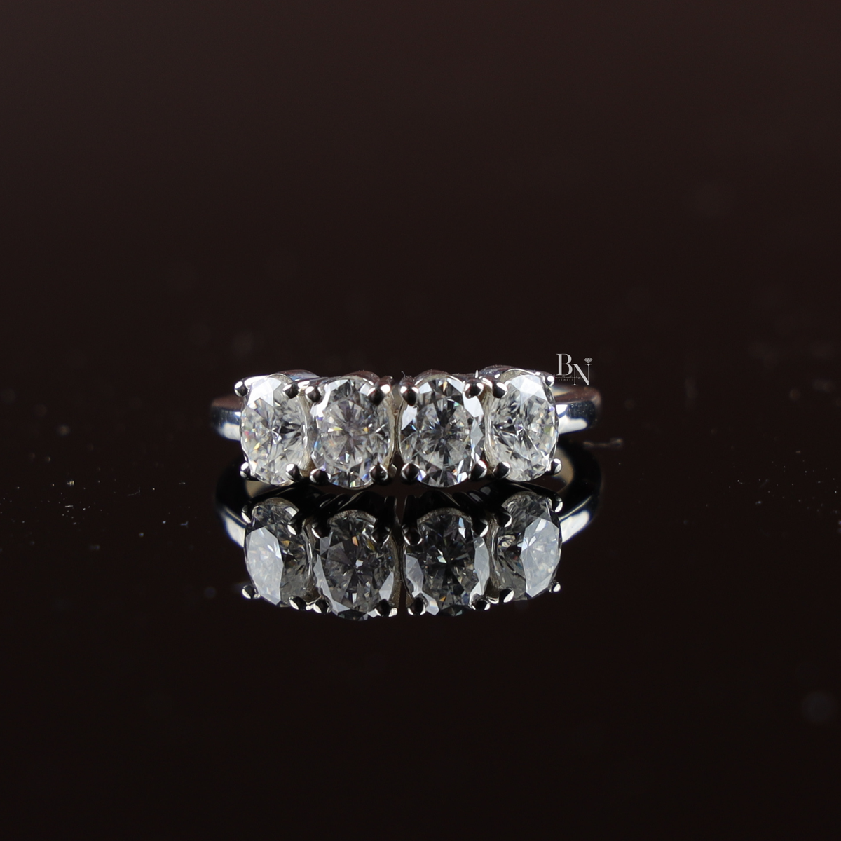 1.40ct Oval Lab Grown Diamond Band, 4 Stone Half Eternity Wedding Ring, Four Stone Anniversary Ring