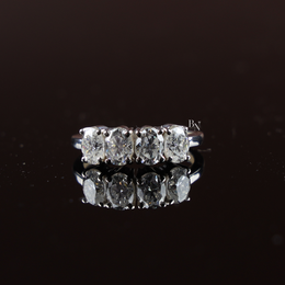 1.40ct Oval Lab Grown Diamond Band, 4 Stone Half Eternity Wedding Ring, Four Stone Anniversary Ring