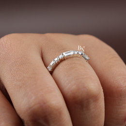 1 ctw Baguette Round Diamond Band, Lab Grown Diamond Wedding Band, Alternating Eternity Ring