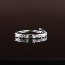 1 ctw Baguette Round Diamond Band, Lab Grown Diamond Wedding Band, Alternating Eternity Ring