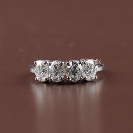1.40ct Oval Lab Grown Diamond Band, 4 Stone Half Eternity Wedding Ring, Four Stone Anniversary Ring