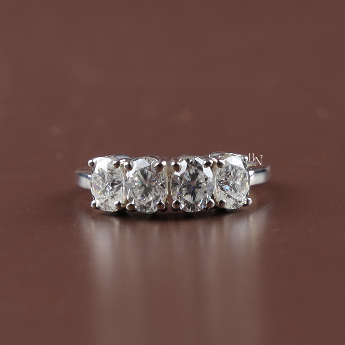 1.40ct Oval Lab Grown Diamond Band, 4 Stone Half Eternity Wedding Ring, Four Stone Anniversary Ring