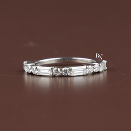 1 ctw Baguette Round Diamond Band, Lab Grown Diamond Wedding Band, Alternating Eternity Ring
