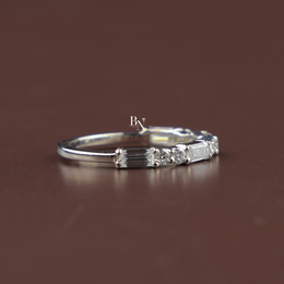 1 ctw Baguette Round Diamond Band, Lab Grown Diamond Wedding Band, Alternating Eternity Ring