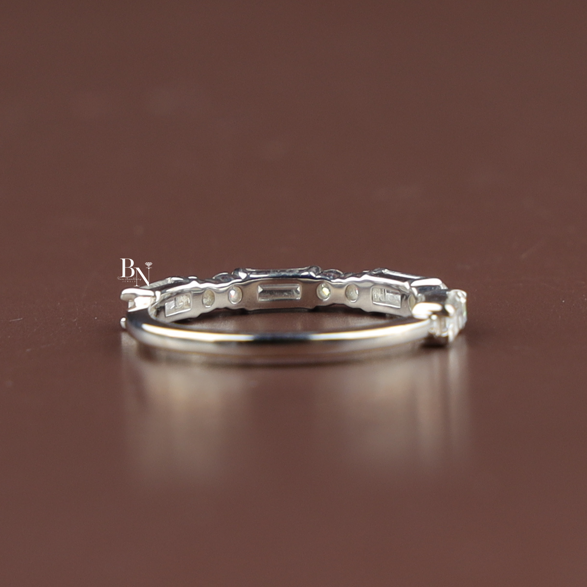 1 ctw Baguette Round Diamond Band, Lab Grown Diamond Wedding Band, Alternating Eternity Ring
