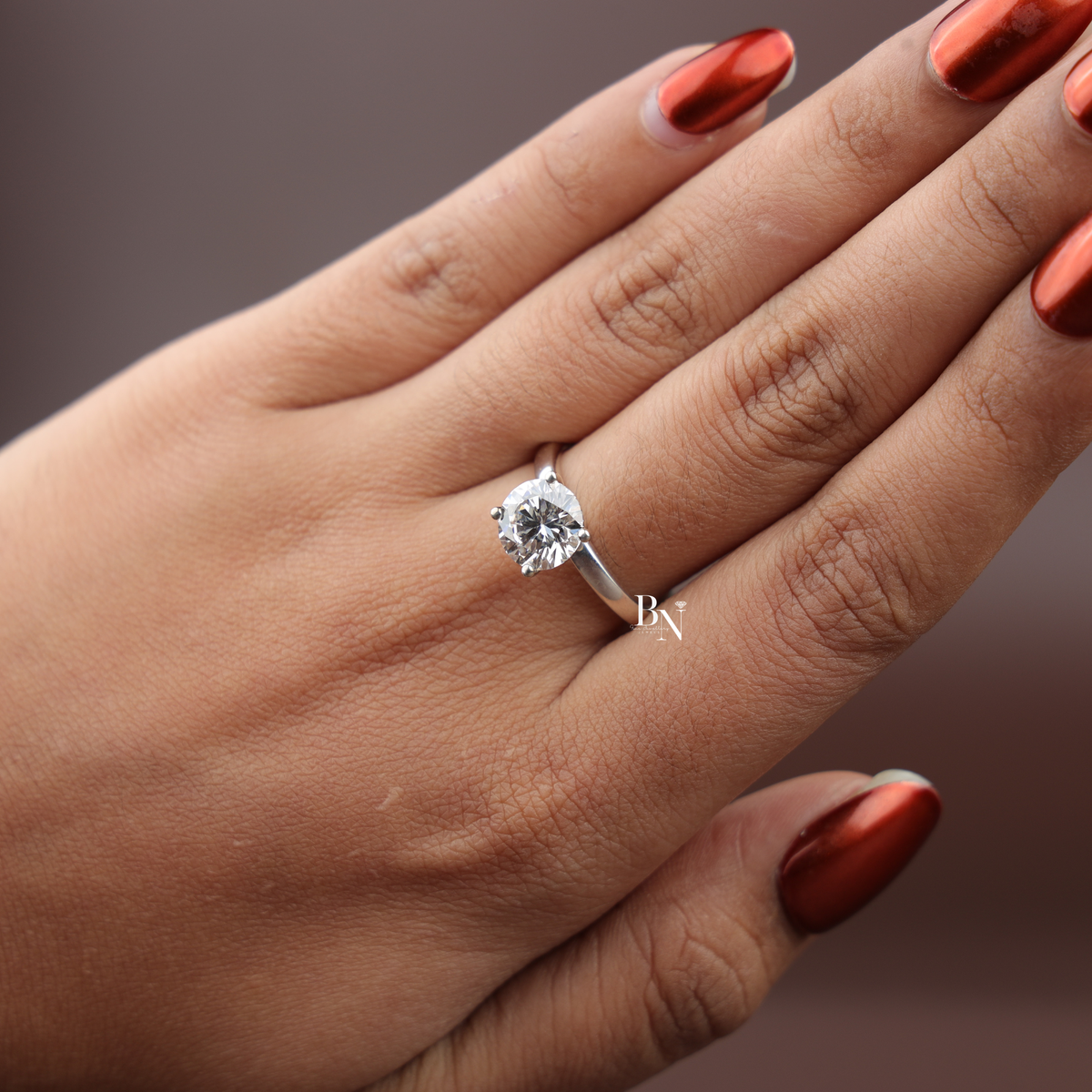 2ct Round Lab Grown Diamond Engagement Ring, 4 Prong Solitaire Ring, Classic Minimalist