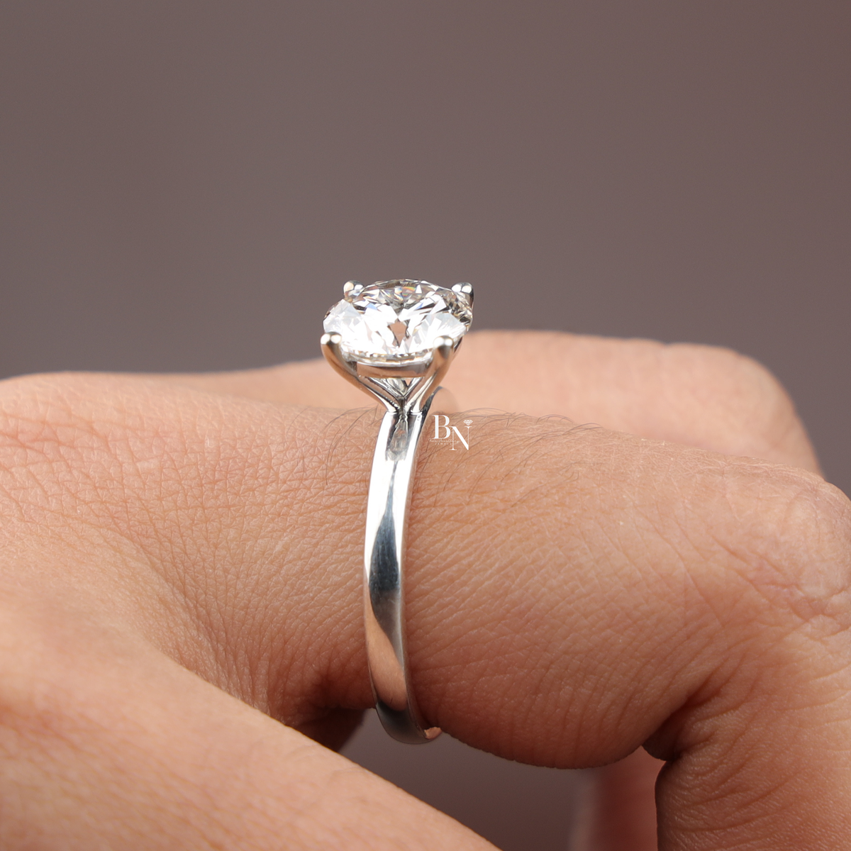 2ct Round Lab Grown Diamond Engagement Ring, 4 Prong Solitaire Ring, Classic Minimalist