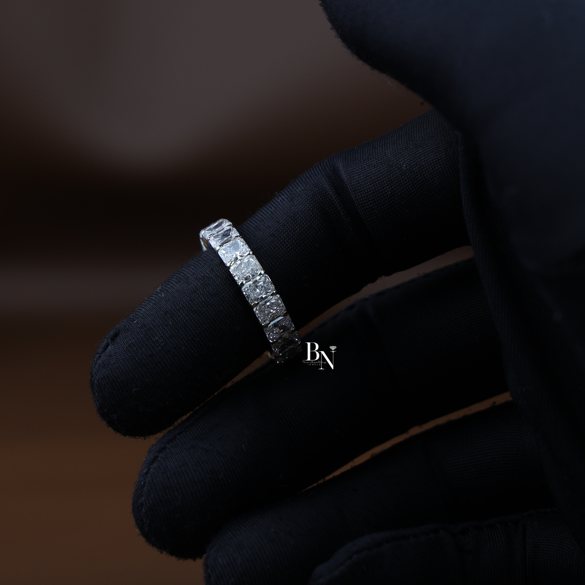 Lab Grown Diamond Radiant Cut Eternity Band, Full Eternity Wedding Band for Women, White Gold