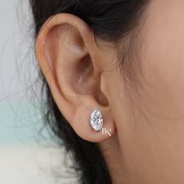 Marquise Lab Diamond Stud Earrings, Solitaire Marquise Cut Earrings, V Prong Gold Studs