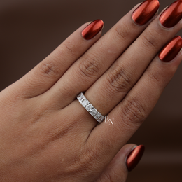 Lab Grown Diamond Radiant Cut Eternity Band, Full Eternity Wedding Band for Women, White Gold