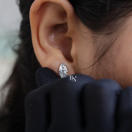 Marquise Lab Diamond Stud Earrings, Solitaire Marquise Cut Earrings, V Prong Gold Studs