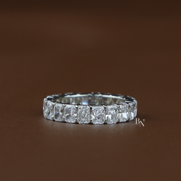 Lab Grown Diamond Radiant Cut Eternity Band, Full Eternity Wedding Band for Women, White Gold