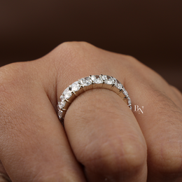 Lab Grown Diamond Radiant Cut Eternity Band, Full Eternity Wedding Band for Women, White Gold