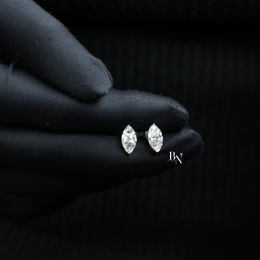 Marquise Lab Diamond Stud Earrings, Solitaire Marquise Cut Earrings, V Prong Gold Studs