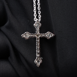 Lab Grown Diamond Cross Necklace, Dainty Round Cut Diamond Cross Pendant, White Gold Finish