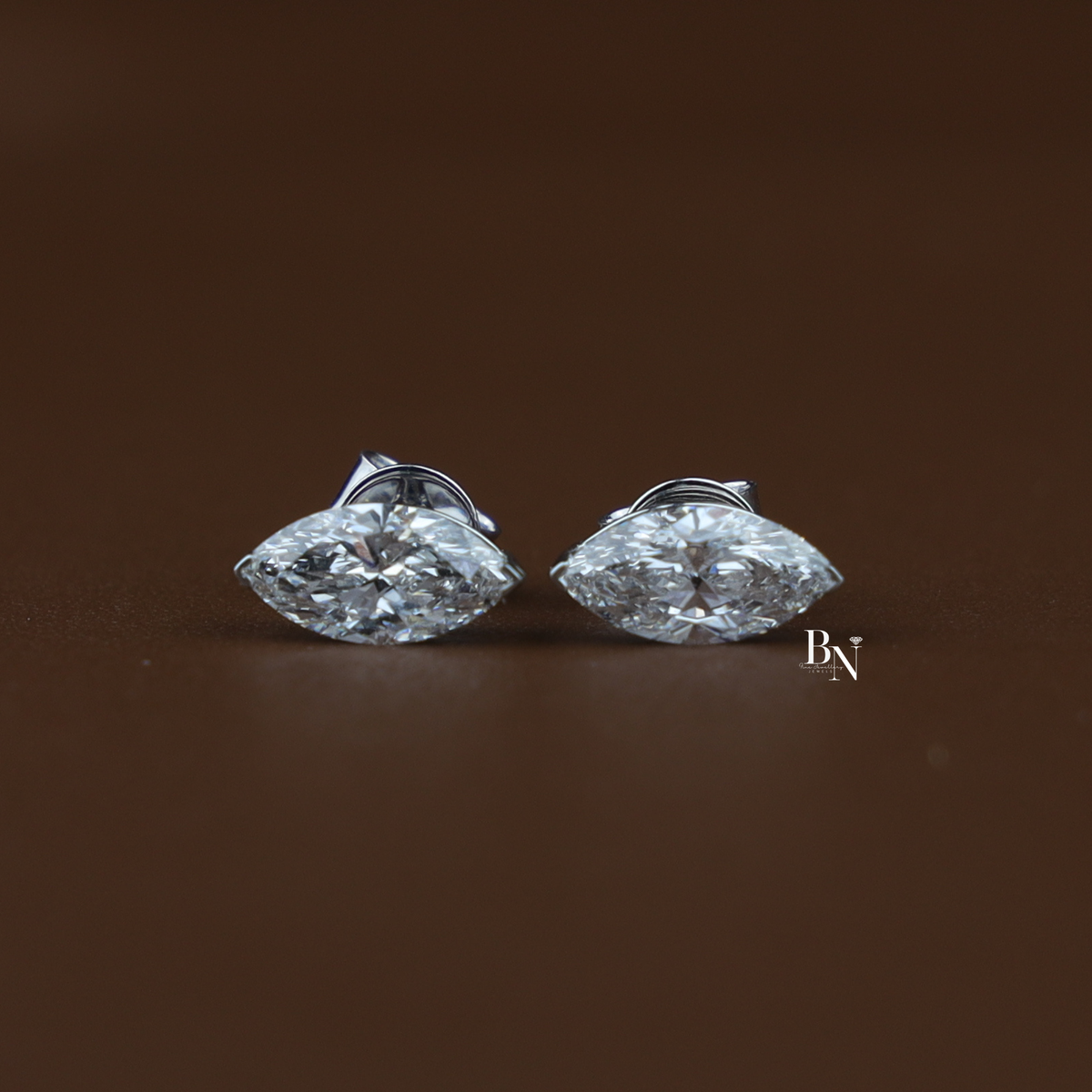 Marquise Lab Diamond Stud Earrings, Solitaire Marquise Cut Earrings, V Prong Gold Studs
