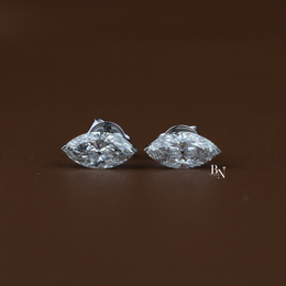Marquise Lab Diamond Stud Earrings, Solitaire Marquise Cut Earrings, V Prong Gold Studs