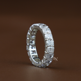 Lab Grown Diamond Radiant Cut Eternity Band, Full Eternity Wedding Band for Women, White Gold
