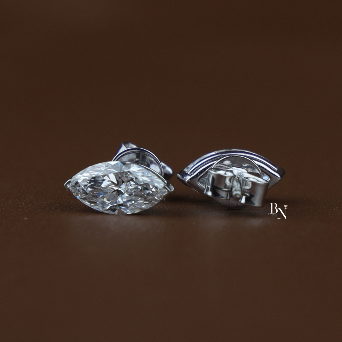 Marquise Lab Diamond Stud Earrings, Solitaire Marquise Cut Earrings, V Prong Gold Studs