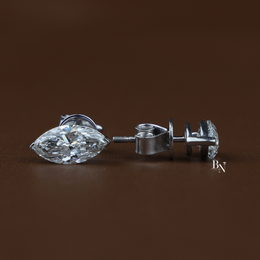 Marquise Lab Diamond Stud Earrings, Solitaire Marquise Cut Earrings, V Prong Gold Studs