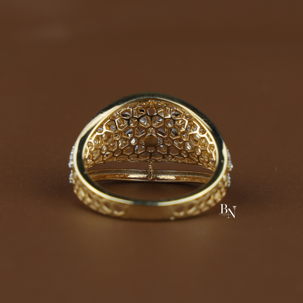 Lab Grown Diamond Statement Ring, Wide Marquise Floral Cluster Ring, Yellow Gold Cocktail Ring for Women
