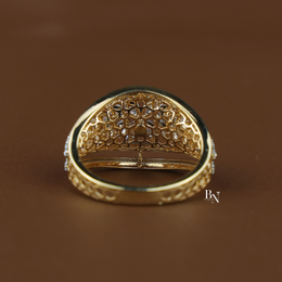 Lab Grown Diamond Statement Ring, Wide Marquise Floral Cluster Ring, Yellow Gold Cocktail Ring for Women