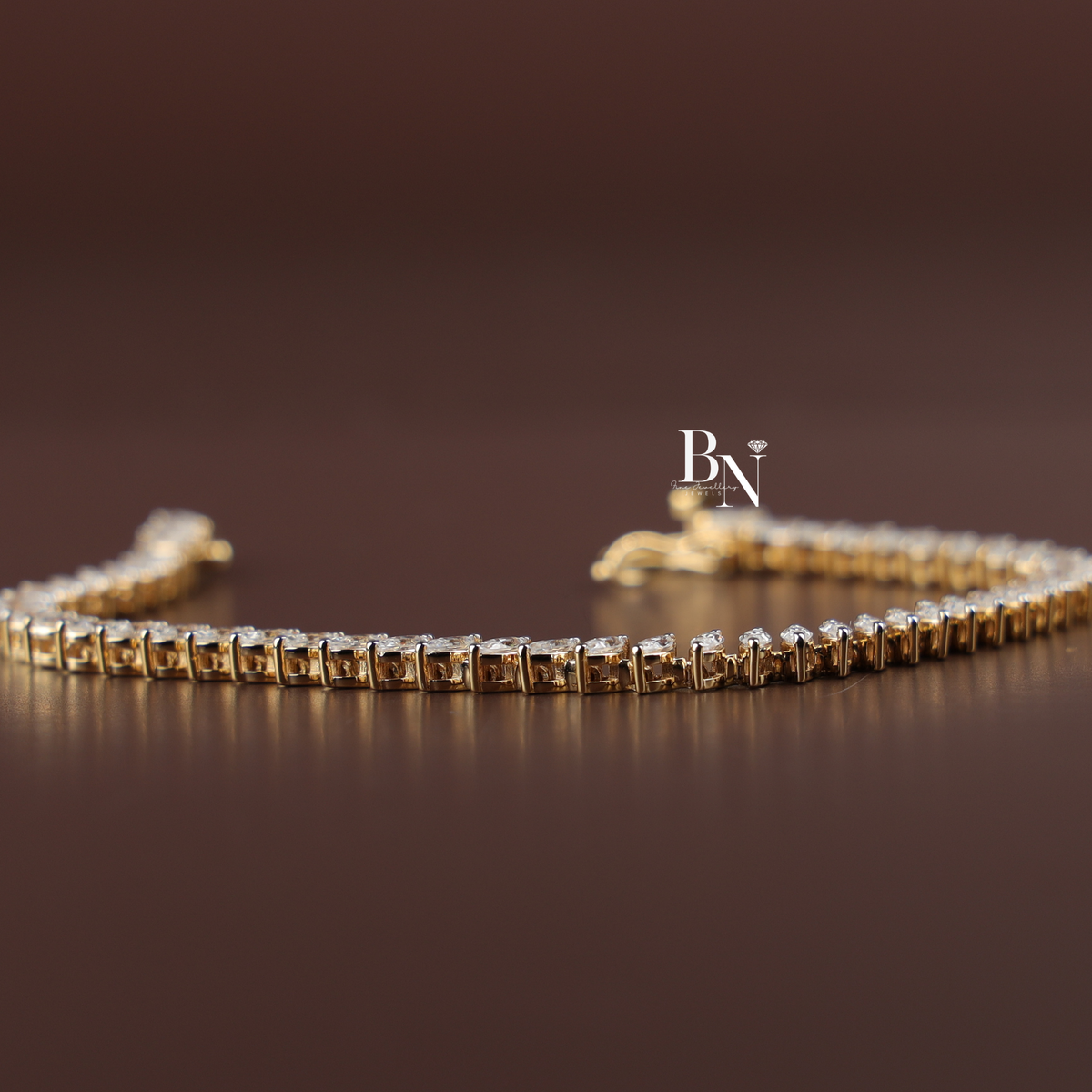 Marquise Cut Lab Grown Diamond Tennis Bracelet, 2.60 CTW Diagonal Slant Diamond Chain, Yellow Gold Fine Jewelry