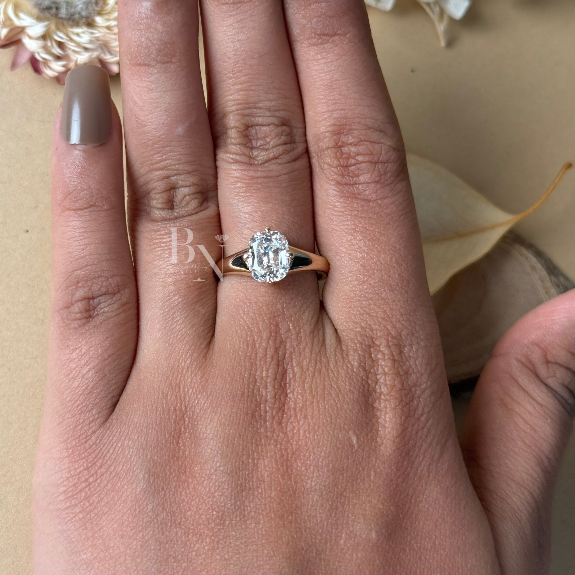 2ct Old Mine Cushion Lab Grown Diamond Engagement Ring | 14K Yellow Gold Vintage Solitaire | Antique Cushion | Type IIa IGI Certified