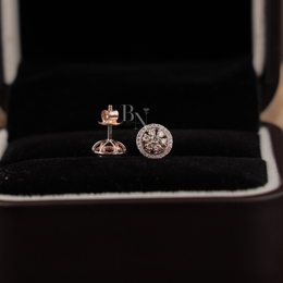 0.45ctw Lab Grown Diamond Halo Stud Earrings | Floral Cluster 14K Rose Gold