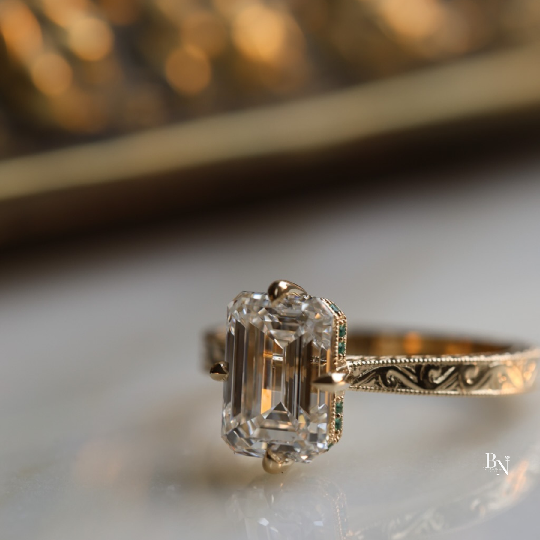 2ct Emerald Cut Lab Grown Diamond Engagement Ring For Arundhati