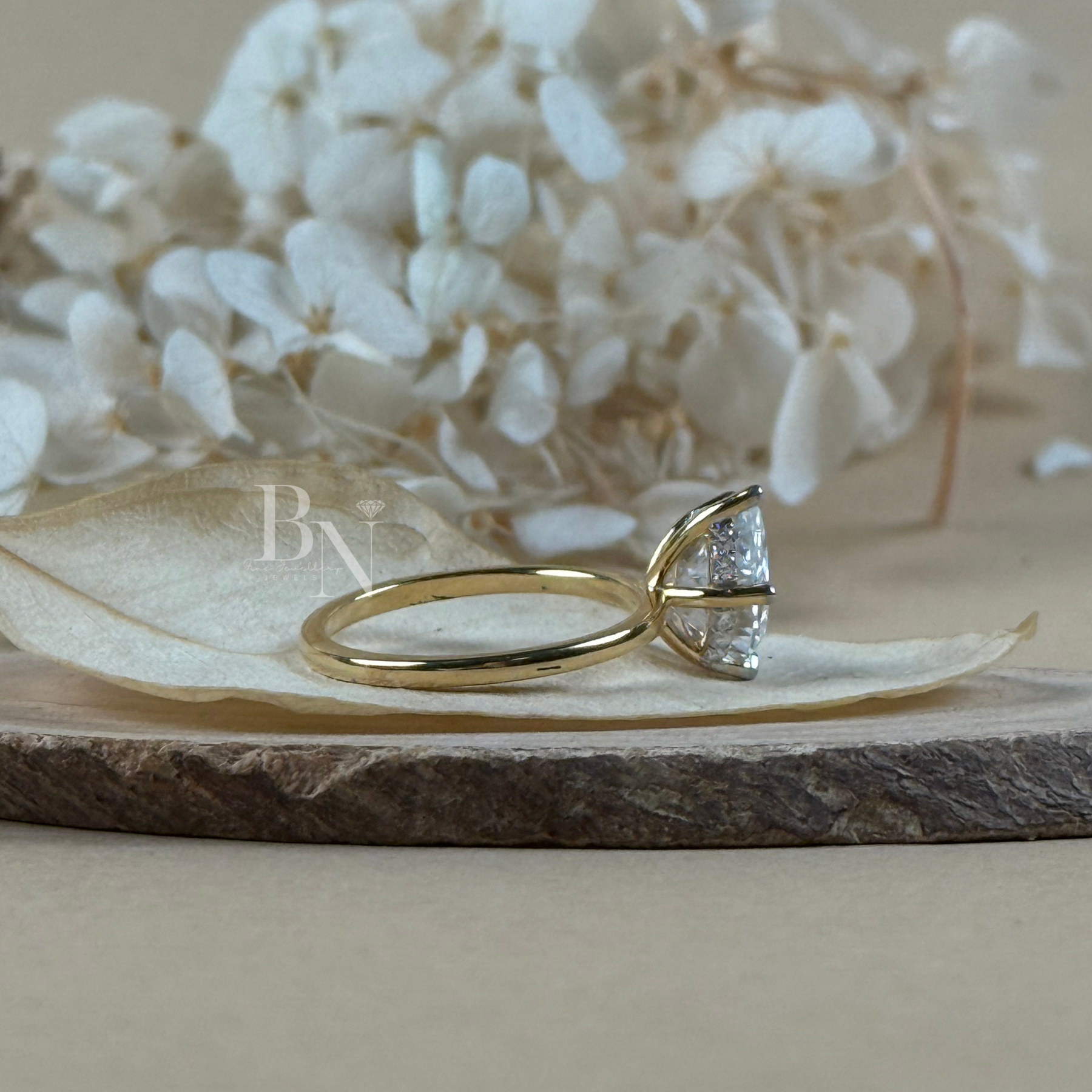 3ct Pear Cut Lab Grown Diamond Engagement Ring | Hidden Halo Two Tone Pavé Bridge Solitaire 14K Gold